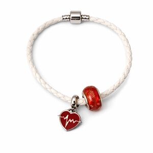 Elegant White and Red Heartbeat Bracelet